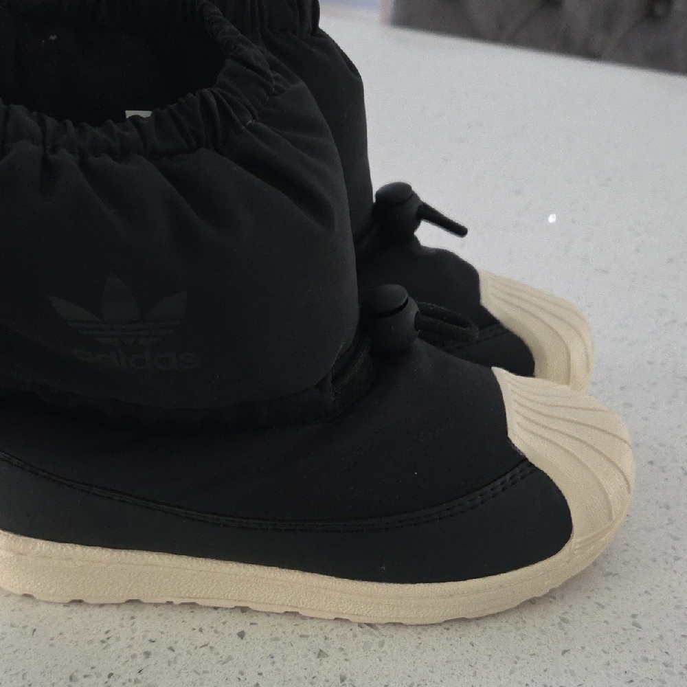 adidas Black Winter Shell Boots with Cream Toe Cap